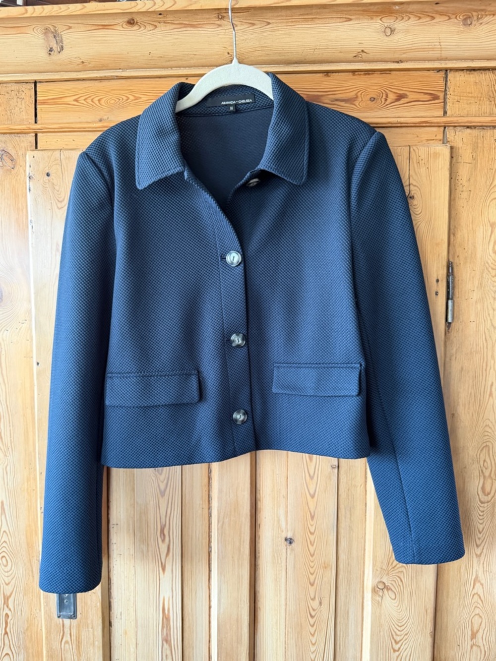 Amanda & Chelsea Piqué Short Jacket, Navy, Medium, EUC.